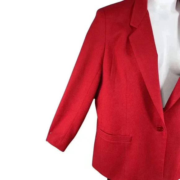 DUMAS Womens Sz XL 100% Pure Wool Blazer Lined Holiday Red Career Wear Old Money - Picture 8 of 16